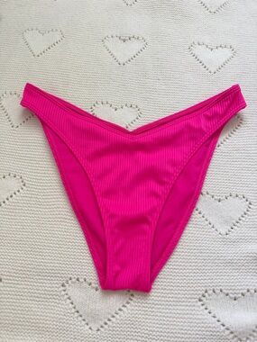 Hollister Ribbed Neon Pink Push Up Bikini Bottoms Cheeky